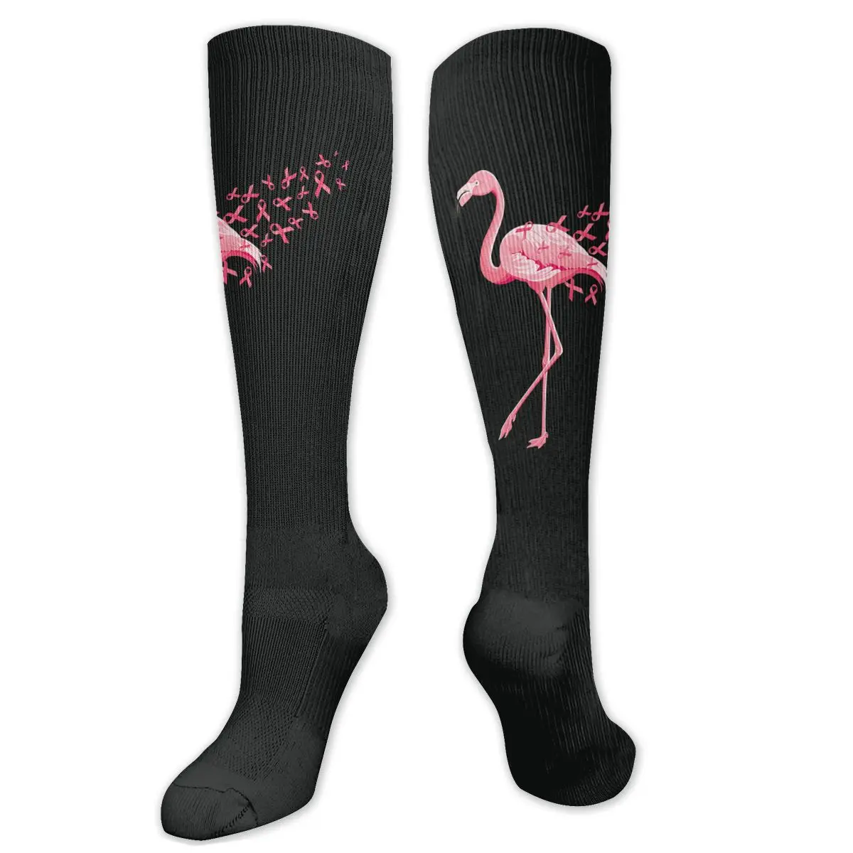 

Flamingo Breast Cancer Awareness Compression Socks For Women Men Plus Size Wide Calf For Nurses Running Athletic