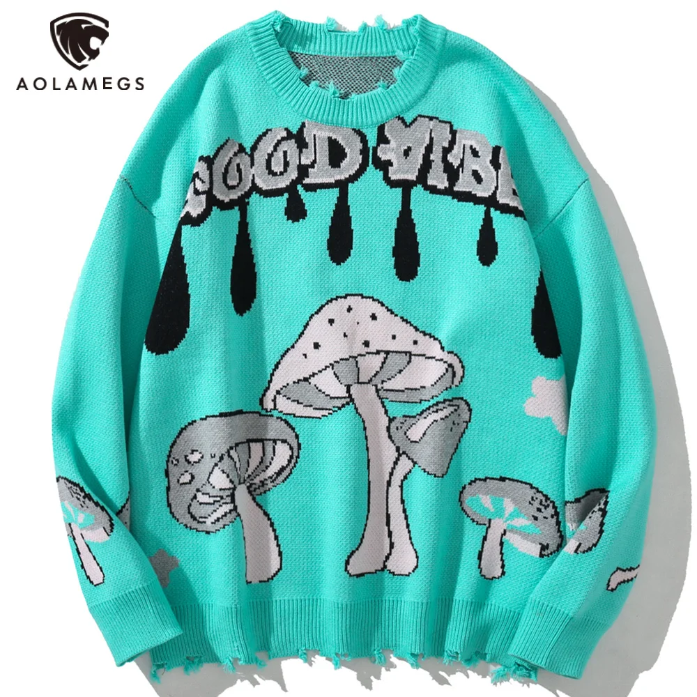 Aolamegs Men Sweaters Melted Letter Mushroom Knitted Jumpers College Style All-match High Quality Couple Casual Loose Streetwear
Aolamegs Men Sweaters Melted Letter Mushroom Knitted Jumpers College Style All-match High Quality Couple Casual Loose Streetwear