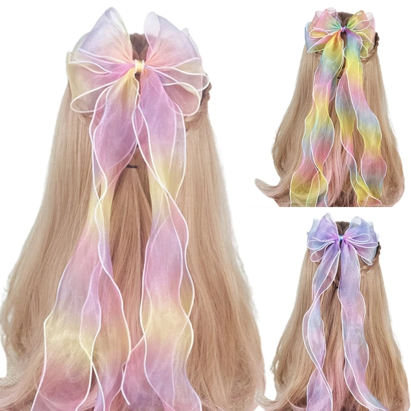 Oversized bow streamer Hair Clip Long Ribbon Princess Hairpin Barrette Large Bowknot Gradient Rainbow riband
Oversized bow streamer Hair Clip Long Ribbon Princess Hairpin Barrette Large Bowknot Gradient Rainbow riband