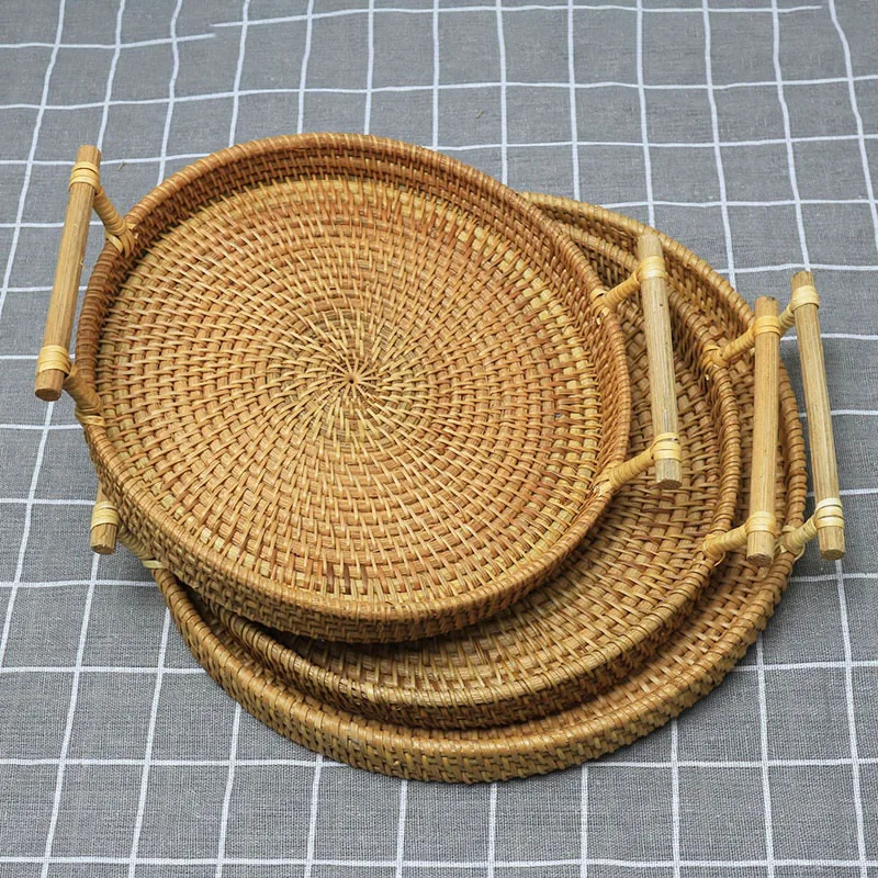 Hand Woven Wicker Rattan Basket Bread Fruit Snack Tray Round Storage Basket HY99
Hand Woven Wicker Rattan Basket Bread Fruit Snack Tray Round Storage Basket HY99