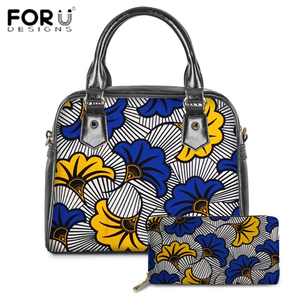 

FORUDESIGNS PU Leather Handbag For Women Girl Fashion African Ethnic Wedding Floral Messenger Bags With Purse Bolsa Female New