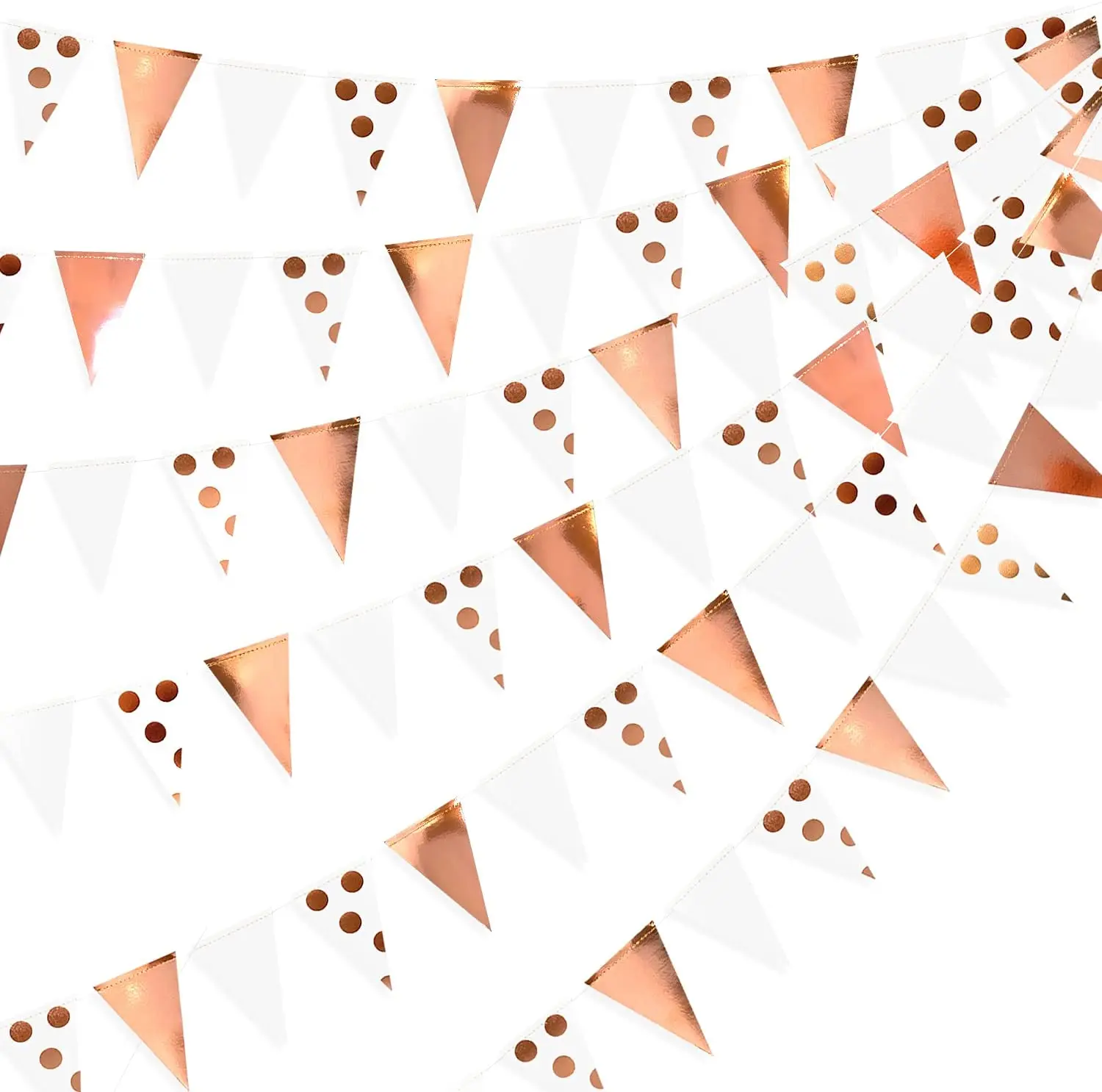 White Rose Gold Wedding Foil Polka Dot Pennant Banner Paper Triangle Flag Streamer Bridal Shower Girl Birthday Party Decorations
White Rose Gold Wedding Foil Polka Dot Pennant Banner Paper Triangle Flag Streamer Bridal Shower Girl Birthday Party Decorations