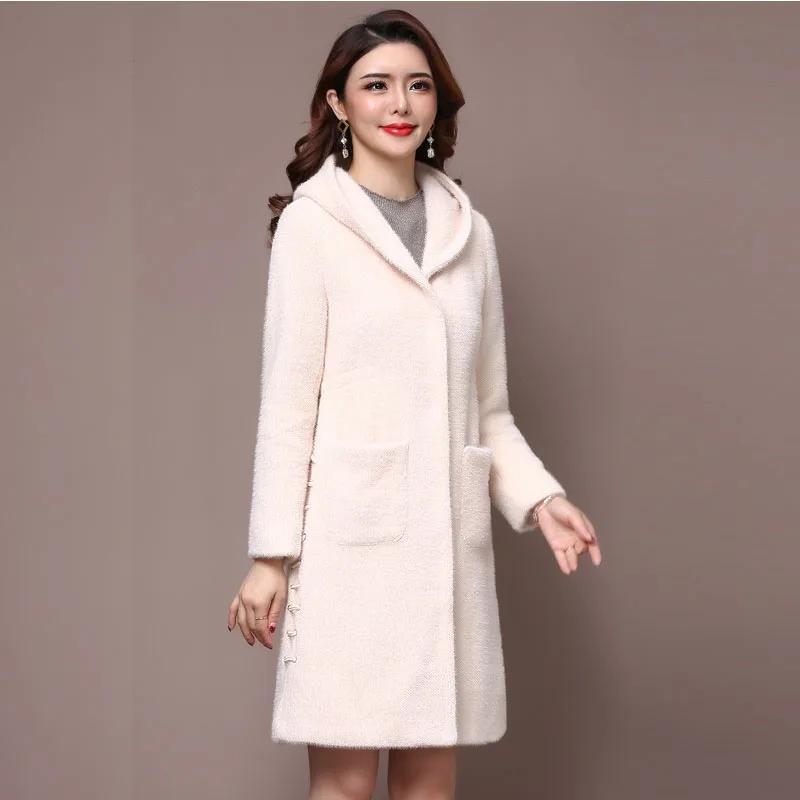 WYWAN Winter women high quality faux rabbit fur coat long luxury loose lapel thick warm plus size female plush coa | Женская одежда