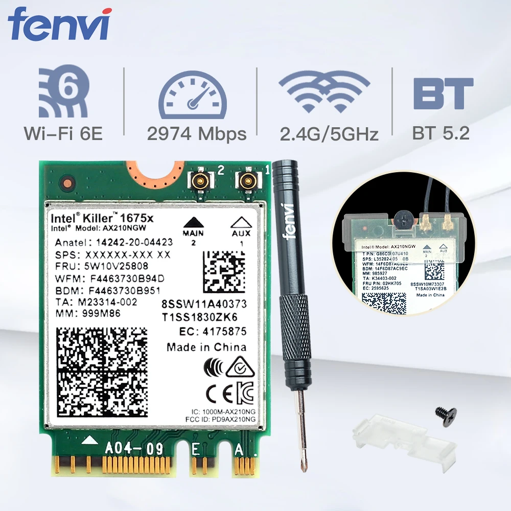 Трехдиапазонный ноутбук killer 1675X Wi-Fi 6E 5374 м для Bluetooth 5 2 802 11AX беспроводная сетевая