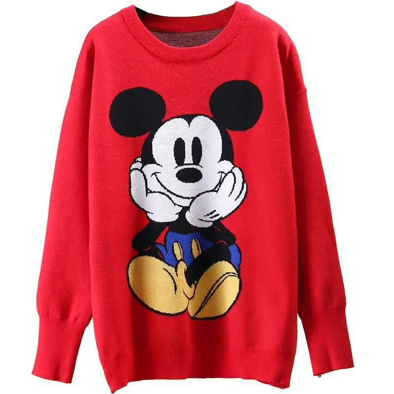 Женский свитер с Микки-Маусом Disney Свободный Повседневный средней длины