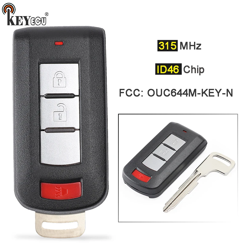 KEYECU 315 МГц ID46 PCF7952 чип OUC644M-KEY-N 2 + 1 3 кнопки дистанционного ключа Fob для Mitsubishi Lancer
