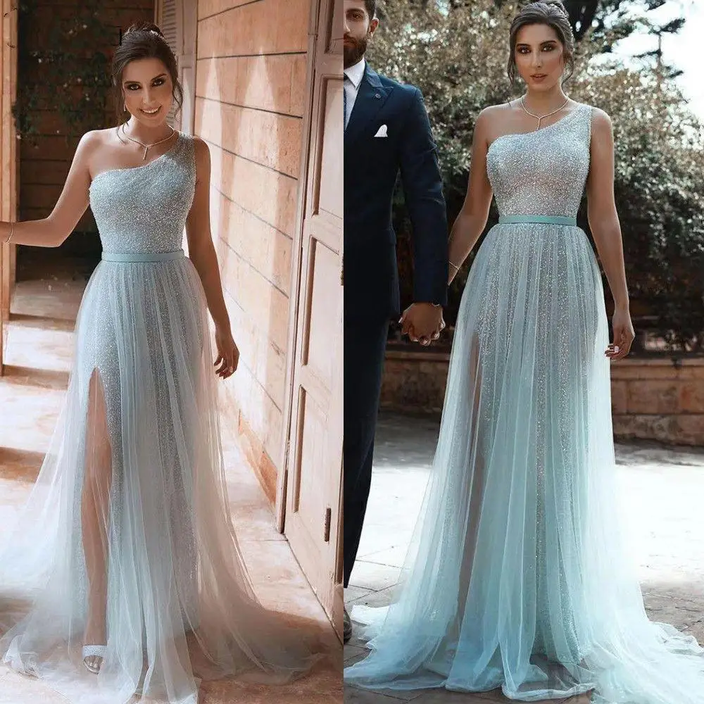 Sexy Arabic Sparkly A Line Prom Dresses Long Sequin Tulle Prom Gown One Shoulder Side Split Formal Evening Cocktail Party Gowns
Sexy Arabic Sparkly A Line Prom Dresses Long Sequin Tulle Prom Gown One Shoulder Side Split Formal Evening Cocktail Party Gowns