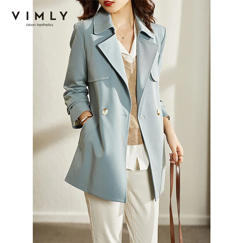 VIMLY Short Trench for Women Autumn Winter 2021 Korean Fashion Lapel Double Breasted Jacket with Belt Elegant Female Coat F8987
VIMLY Short Trench for Women Autumn Winter 2021 Korean Fashion Lapel Double Breasted Jacket with Belt Elegant Female Coat F8987
