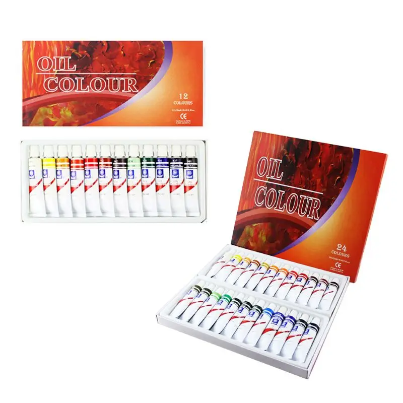 

12ml 12/24 Colors Professional Oil Painting Paint Drawing Pigment Tubes Set Artist Art Supplies for Beginner
