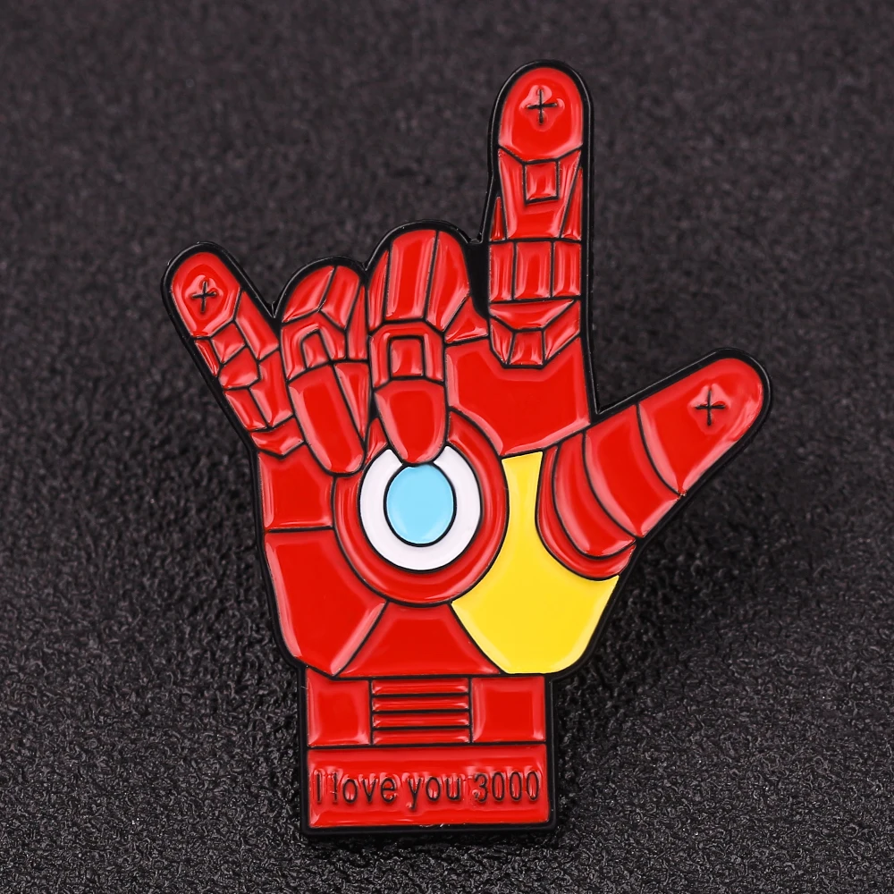 

Marvel Movie The Avengers Iron Man I Love You 3000 Gesture Enamel Lapel Pins Chubby Big Belly Thor Cartoon Badges Brooches