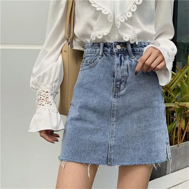 High Waist Denim Skirts Women Korea Summer Casual Blue Pencil Pockets Button Streetwear Mini Jeans Skirt
High Waist Denim Skirts Women Korea Summer Casual Blue Pencil Pockets Button Streetwear Mini Jeans Skirt