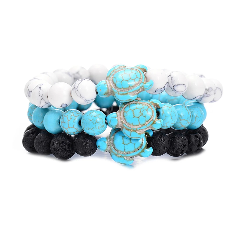 2020 Summer Style Sea Turtle Beads Bracelets For Women Men Classic Blue Natural Stone Elastic Friendship Bracelet Beach Jewelry | Украшения