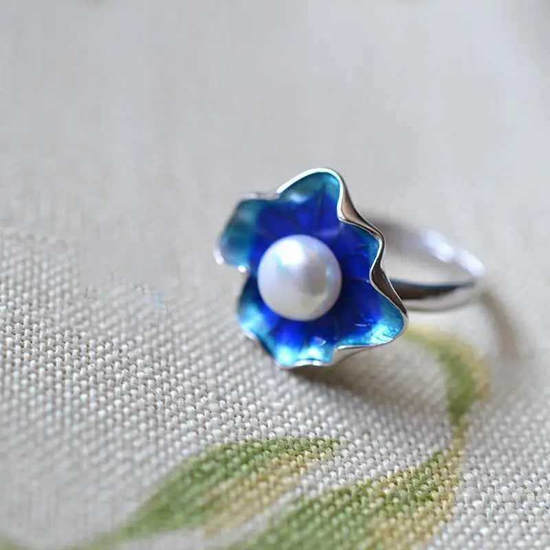 S925 Sterling Silver Ornament Natural Pearl Ring Fashion All-Match Cloisonne Lotus Leaf Bracelet Open Ended Ring Women's
S925 Sterling Silver Ornament Natural Pearl Ring Fashion All-Match Cloisonne Lotus Leaf Bracelet Open Ended Ring Women's