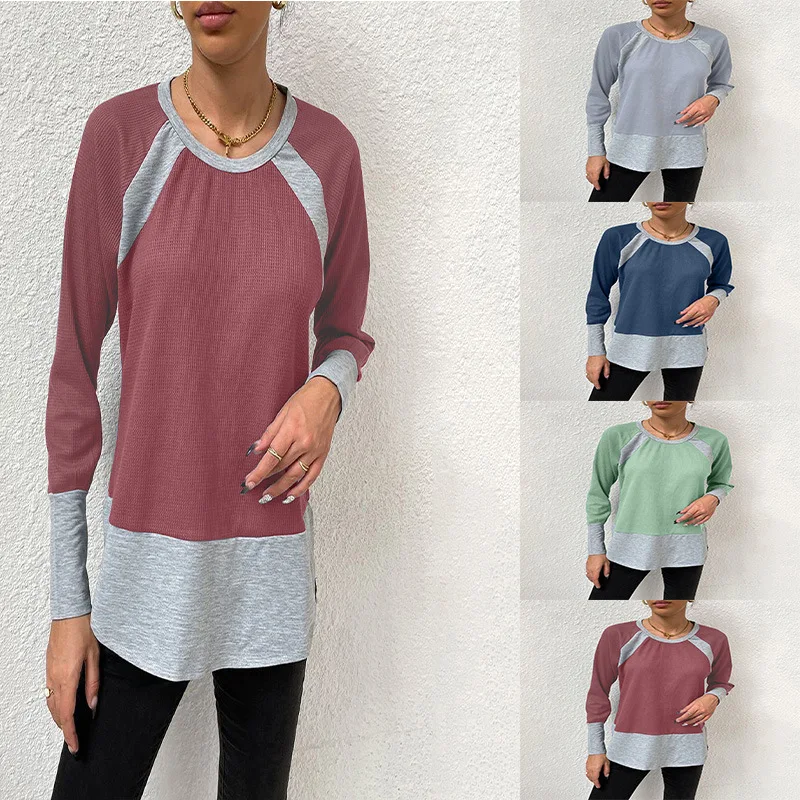 New Fashion Stitching T-Shirt Autumn And Winter Women's Round Neck Solid Color Pullover Bottoming Shirt Casual Long-Sleeved Top
New Fashion Stitching T-Shirt Autumn And Winter Women's Round Neck Solid Color Pullover Bottoming Shirt Casual Long-Sleeved Top