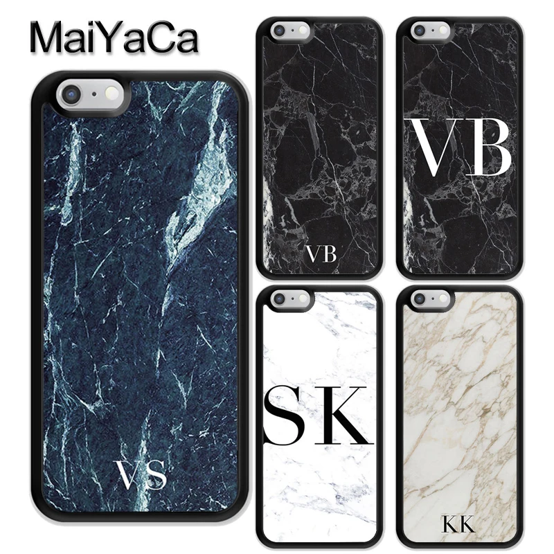 Индивидуальный чехол MONOGRAM с мраморными инициалами для iPhone 11 Pro Max X XR XS 6S 7 8 Plus SE 2020 12