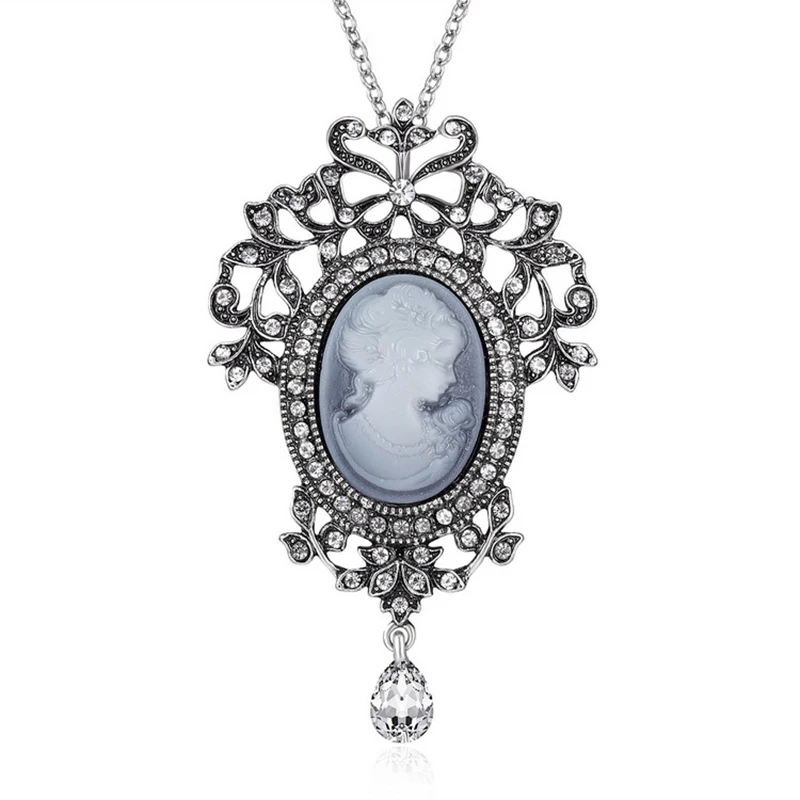 Crystal Women Wedding Necklace Vintage Cameo Queen Flower Beauty Head With Rhinestone Pendant Necklace Lady Sweater Chain Colar
Crystal Women Wedding Necklace Vintage Cameo Queen Flower Beauty Head With Rhinestone Pendant Necklace Lady Sweater Chain Colar