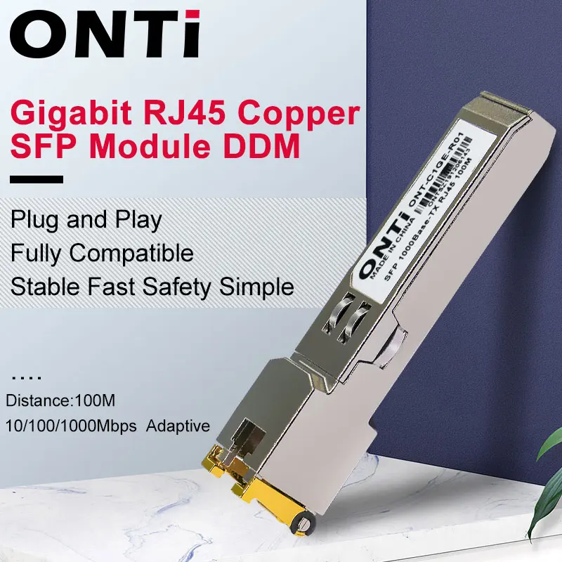 ONTi Gigabit RJ45 SFP Module 1000Mbps SFP Copper RJ45 SFP Transceiver Module Compatible for Cisco/Mikrotik Ethernet Switch
ONTi Gigabit RJ45 SFP Module 1000Mbps SFP Copper RJ45 SFP Transceiver Module Compatible for Cisco/Mikrotik Ethernet Switch