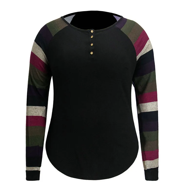 2021 Women's Plus Size Blouse Urban Casual Stitching Striped Knitted Top Round Neck Buttons Long Sleeve Color Matching
2021 Women's Plus Size Blouse Urban Casual Stitching Striped Knitted Top Round Neck Buttons Long Sleeve Color Matching