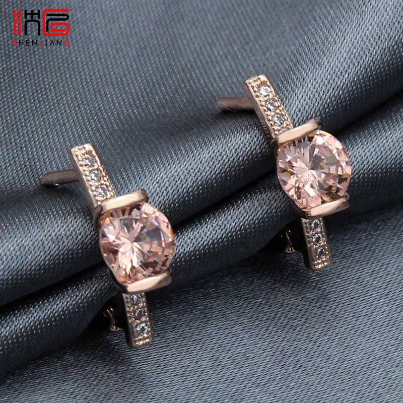 SHENJIANG New Fashion Rose Gold Cubic Zirconia Dangle Earrings For Women Wedding Jewelry Girls Daily Accessories
SHENJIANG New Fashion Rose Gold Cubic Zirconia Dangle Earrings For Women Wedding Jewelry Girls Daily Accessories