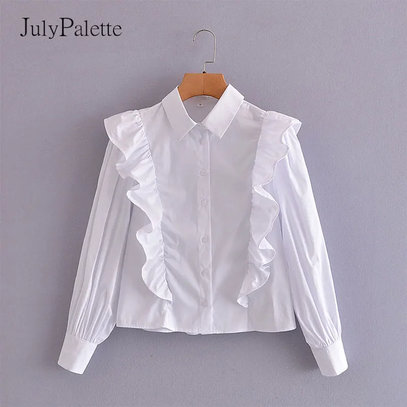 Белая женская рубашка Julypalette с отложным воротником, модные облегающие топы с оборками, осенняя Повседневная однобортная блузка с длинным ру...
Белая женская рубашка Julypalette с отложным воротником, модные облегающие топы с оборками, осенняя Повседневная однобортная блузка с длинным ру...