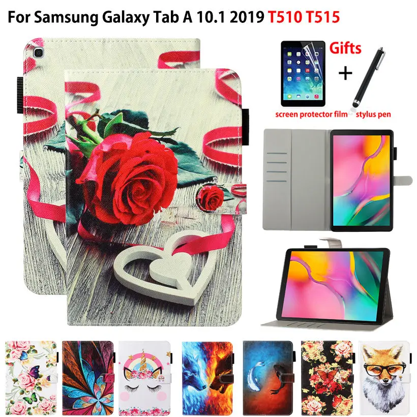 

Case For Samsung Galaxy Tab A 10.1 2019 T510 T515 SM-T510 SM-T515 Cover Funda Cute Painted Stand Skin Shell Capa Coque +Gift