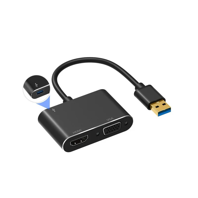 

USB3.0 To HDMI-Compatible+VGA Adapter High-definition Projector 2K HDTV HD Display 1080P Defination Converter USB 3.0 Connection