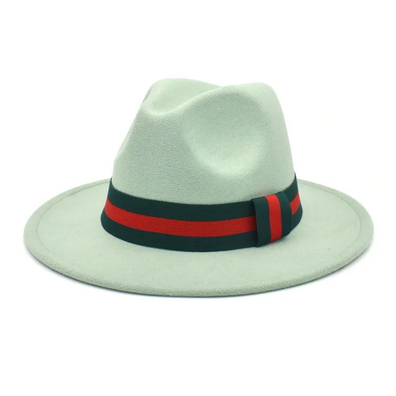 

Новая модная шерстяная фетровая мягкая шляпа для женщин и мужчин, фетровая Федора с широкими полями и тонким ремнем