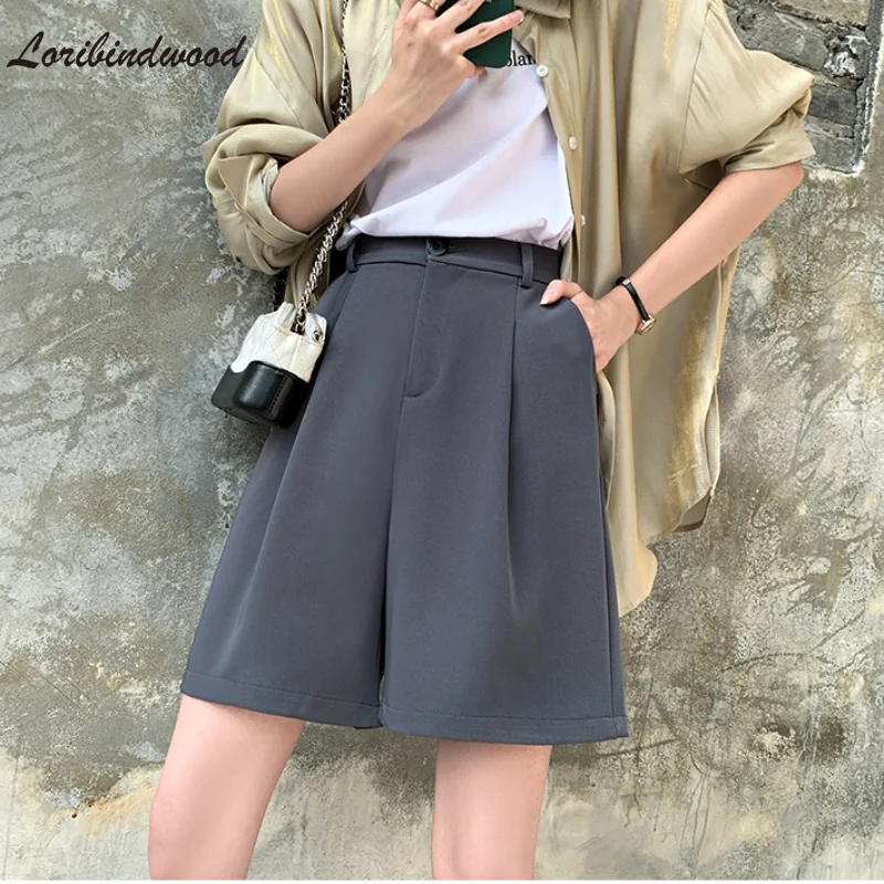 Suit Shorts Women's Summer Thin Section Loose Straight-leg Hong Kong-style Mid-pants 2021 New High-waisted Thin Five-point Pants
Suit Shorts Women's Summer Thin Section Loose Straight-leg Hong Kong-style Mid-pants 2021 New High-waisted Thin Five-point Pants
