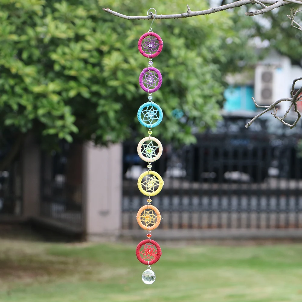 1PCS Handmade Suncatcher Chakra Dream Catcher with 20mm Crystal Chandelier Ball Prisms Rainbow Fengshui Pendant
1PCS Handmade Suncatcher Chakra Dream Catcher with 20mm Crystal Chandelier Ball Prisms Rainbow Fengshui Pendant