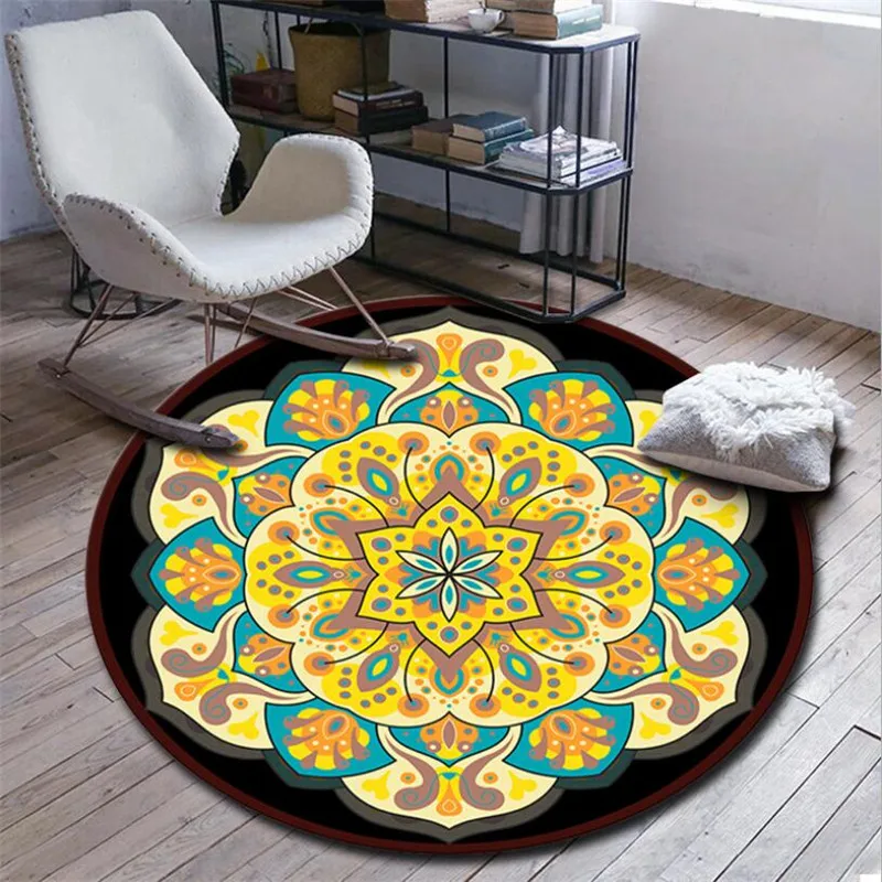 

Bohemian Psychedelic Carpet Square Anti-Skid Area Floor Mat 3D Rug Non-slip Mat Dining Room Living Room Soft Bedroom Carpet 01