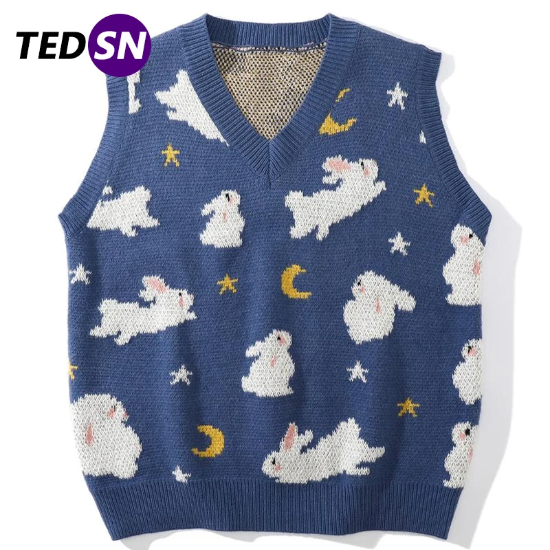 TEDSN Knitted Sweater Vest Kawaii Sleeveless Top Men Women Tank Oversize Loose Pullover Casual Korean Cute 2021 Autumn Clothes
TEDSN Knitted Sweater Vest Kawaii Sleeveless Top Men Women Tank Oversize Loose Pullover Casual Korean Cute 2021 Autumn Clothes