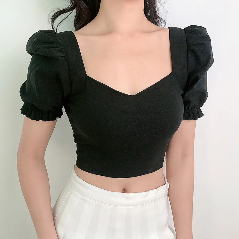 2021 Woman Sexy Crop Top Black Palace Style Square Neck T-Shirts Women White Summer Casual Tops Vintage Streetwear Off Shoudler
2021 Woman Sexy Crop Top Black Palace Style Square Neck T-Shirts Women White Summer Casual Tops Vintage Streetwear Off Shoudler