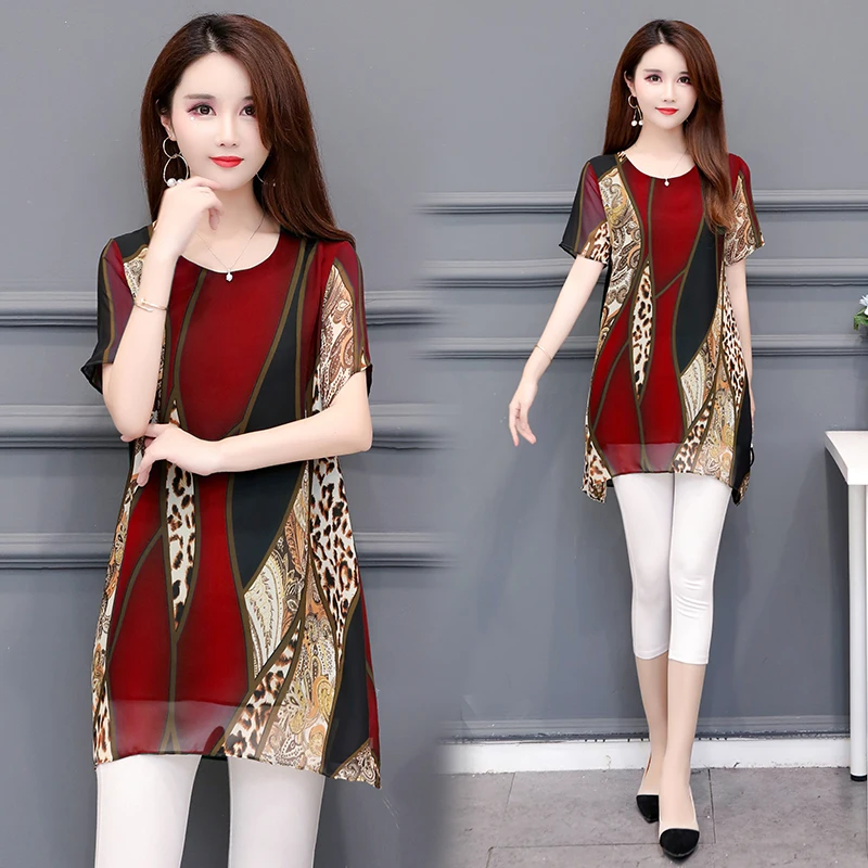 Chiffon Printed Women clothing New 2021 Summer Fashion Loose Plus Size Long Shirts Short Sleeve Leopard Women Blouse Shirts 95B
Chiffon Printed Women clothing New 2021 Summer Fashion Loose Plus Size Long Shirts Short Sleeve Leopard Women Blouse Shirts 95B