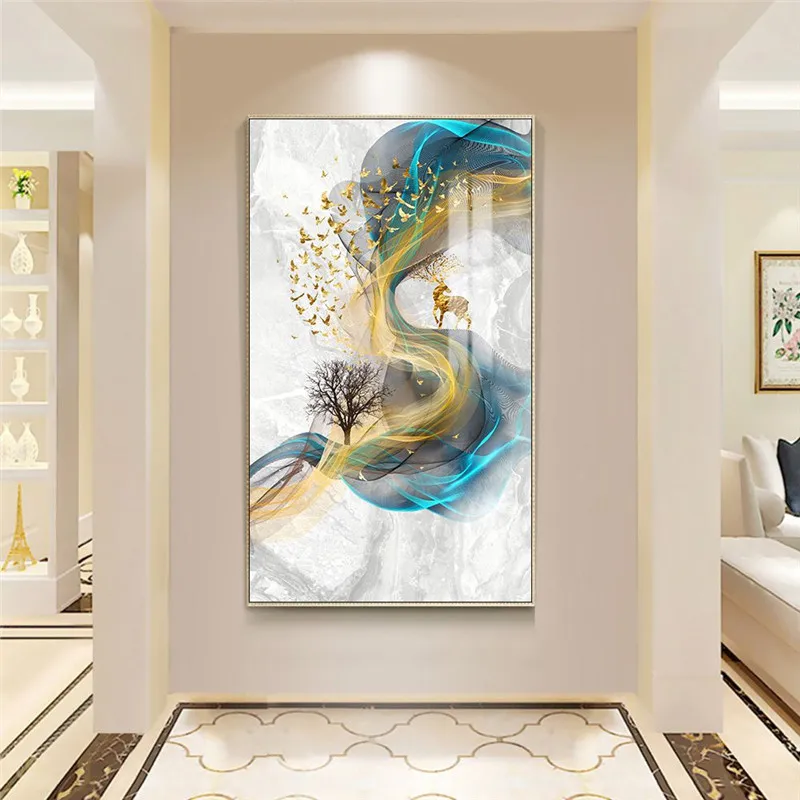 Abstract Golden Deer Canvas Painting Blue Landscape Wall Art Poster Print Modern Minimalist Tableaux Living Room Home Decor
Abstract Golden Deer Canvas Painting Blue Landscape Wall Art Poster Print Modern Minimalist Tableaux Living Room Home Decor