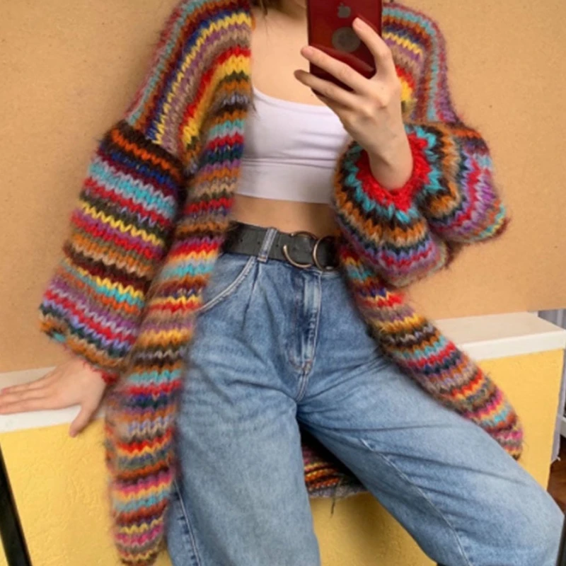Stripe Cardigan Women Fall Fashion Loose Women's Mohair Long Sweater Knitwear Plus Size Lantern Sleeve Cardigans Lugentolo
Stripe Cardigan Women Fall Fashion Loose Women's Mohair Long Sweater Knitwear Plus Size Lantern Sleeve Cardigans Lugentolo