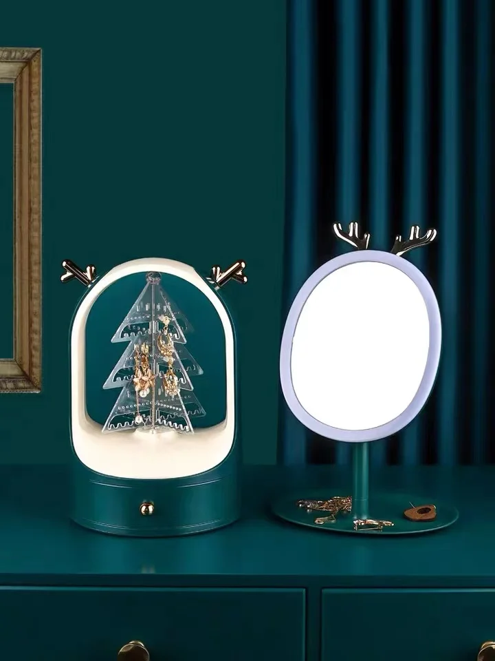 Christmas Tree Antlers Jewelry Box 360 Rotating Makeup Organizer Classic Desktop Drawer Type Storage Box Dustproof Cosmetic Case
Christmas Tree Antlers Jewelry Box 360 Rotating Makeup Organizer Classic Desktop Drawer Type Storage Box Dustproof Cosmetic Case