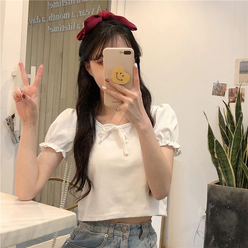 2021 Spring and Summer Female Casual Square Collar Short Sleeve T-Shirt Kawaii Short Solid Color Puff Sleeve Tops
2021 Spring and Summer Female Casual Square Collar Short Sleeve T-Shirt Kawaii Short Solid Color Puff Sleeve Tops
