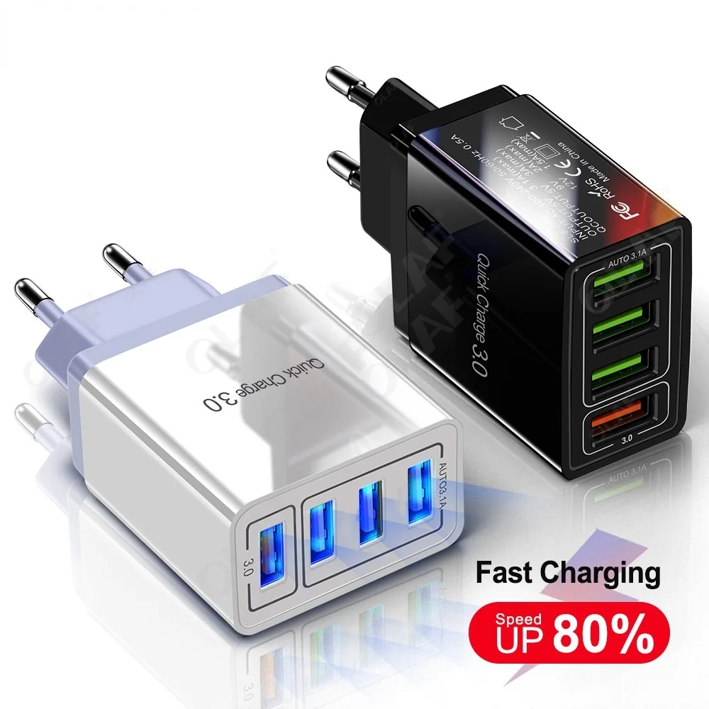 48W Quick Charge 3.0 USB Charger Watch Fast speed charger QC4.0 For Samsung S10 A50 Xiaomi Mi9 iPhone X 7 Wall Adapter for watch
48W Quick Charge 3.0 USB Charger Watch Fast speed charger QC4.0 For Samsung S10 A50 Xiaomi Mi9 iPhone X 7 Wall Adapter for watch