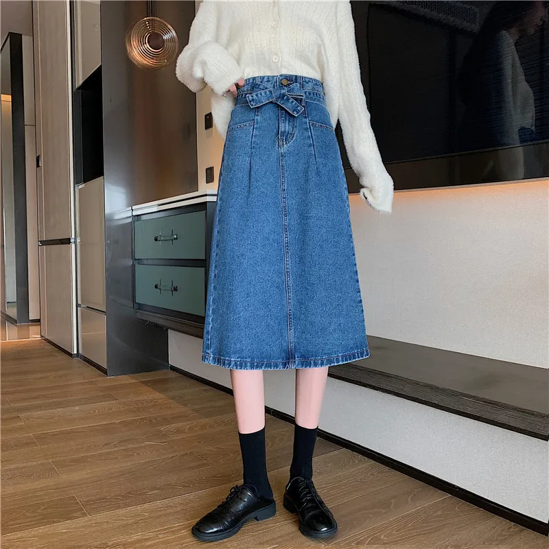 Women's Denim Skirts Spring and Autumn Fashion Solid Color Loose Skirt Casual Lace-up Button High Waist Skirt
Women's Denim Skirts Spring and Autumn Fashion Solid Color Loose Skirt Casual Lace-up Button High Waist Skirt