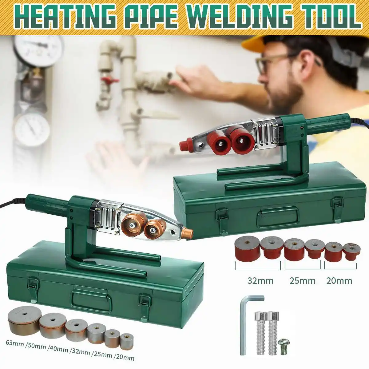 220V 800W Electric Pipe Welding Machine Heating Tool Welding Head Set For PPR PB PE PP Plastic Tube Welder Thermostatic Hot Melt
220V 800W Electric Pipe Welding Machine Heating Tool Welding Head Set For PPR PB PE PP Plastic Tube Welder Thermostatic Hot Melt