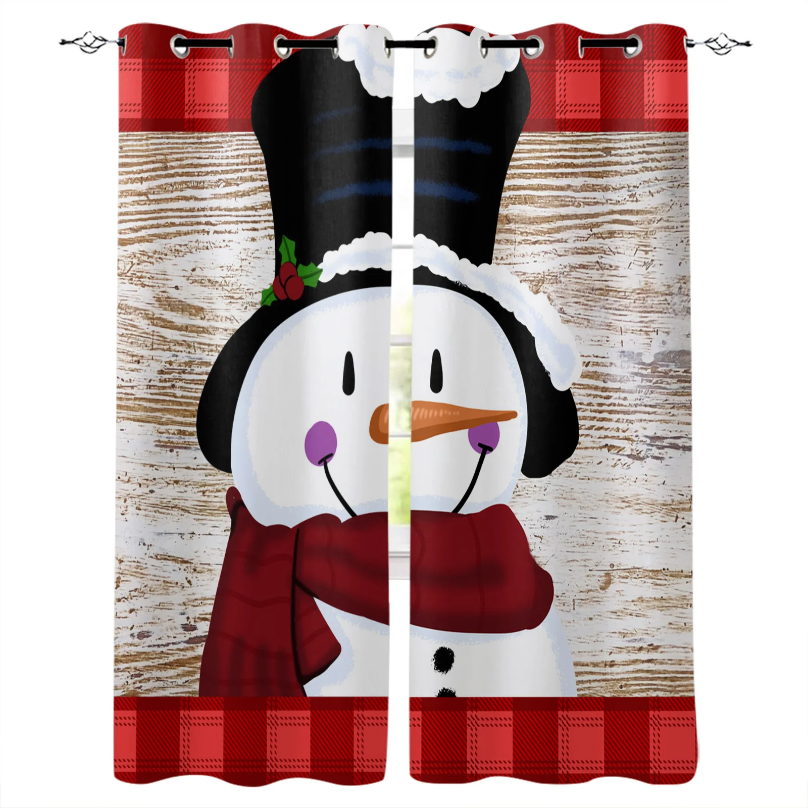 "Занавески Snowman Christmas Lattice с имитацией деревянной текстуры для гостиной, детской комнаты, декоративного оформления окон, штор на кухню"