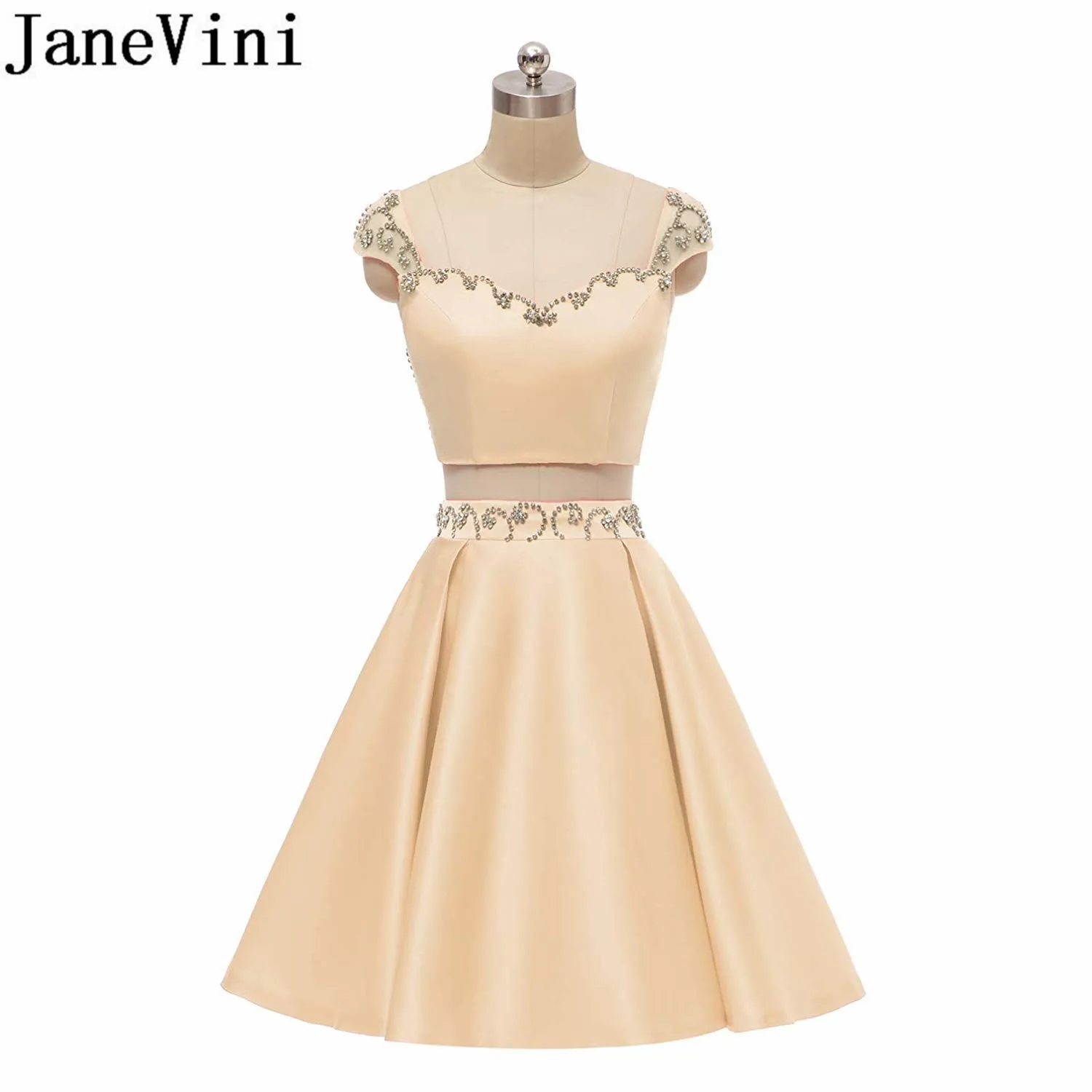 JaneVini Beaded Champagne Short Homecoming Dresses Candy Color Rhinestones Two Pieces Satin Ladies Formal Dress Robe Courte 2019
JaneVini Beaded Champagne Short Homecoming Dresses Candy Color Rhinestones Two Pieces Satin Ladies Formal Dress Robe Courte 2019