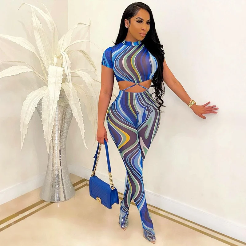 Cutubly Hollow Out Sexy 2 Piece Casual Set Short Sleeve Top Pants Set Print Mesh Lace Up Trousers Sets For Women Tracksuit
Cutubly Hollow Out Sexy 2 Piece Casual Set Short Sleeve Top Pants Set Print Mesh Lace Up Trousers Sets For Women Tracksuit