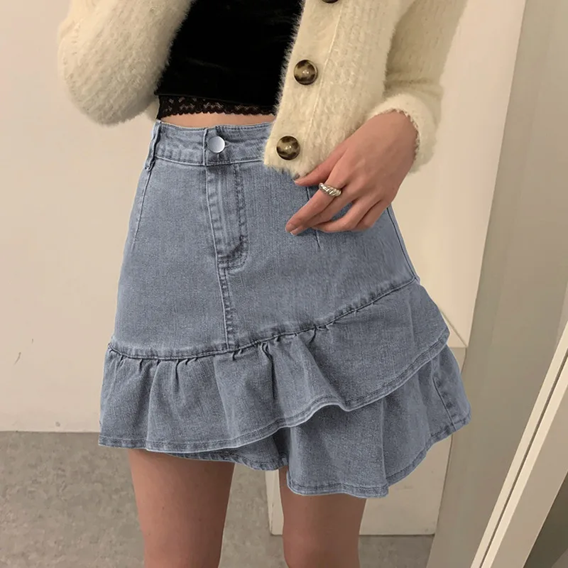 Woman Skirts 2021 Autumn Ruffled Fishtail Mini Denim Skirt A-line High Waist Female All-match Hot Girl Ruffled Jean Skirt
Woman Skirts 2021 Autumn Ruffled Fishtail Mini Denim Skirt A-line High Waist Female All-match Hot Girl Ruffled Jean Skirt