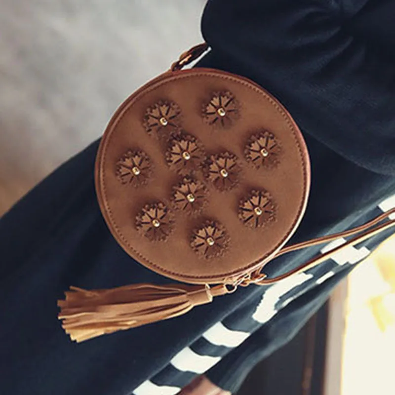 Women Small Flower Tassel Shoulder Bag PU Leather Round Bag Crossody Bags -OPK
Women Small Flower Tassel Shoulder Bag PU Leather Round Bag Crossody Bags -OPK