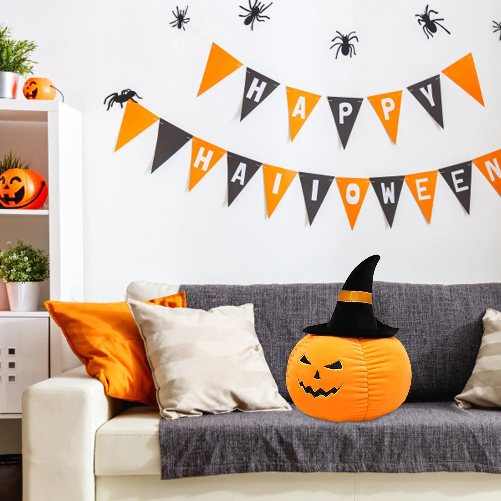 Halloween Creative Pumpkin Pillow Cushion Doll Funny Expression Wearing A Hat Simulation Pumpkin Plush Toy Rag Doll Doll Softwar
Halloween Creative Pumpkin Pillow Cushion Doll Funny Expression Wearing A Hat Simulation Pumpkin Plush Toy Rag Doll Doll Softwar