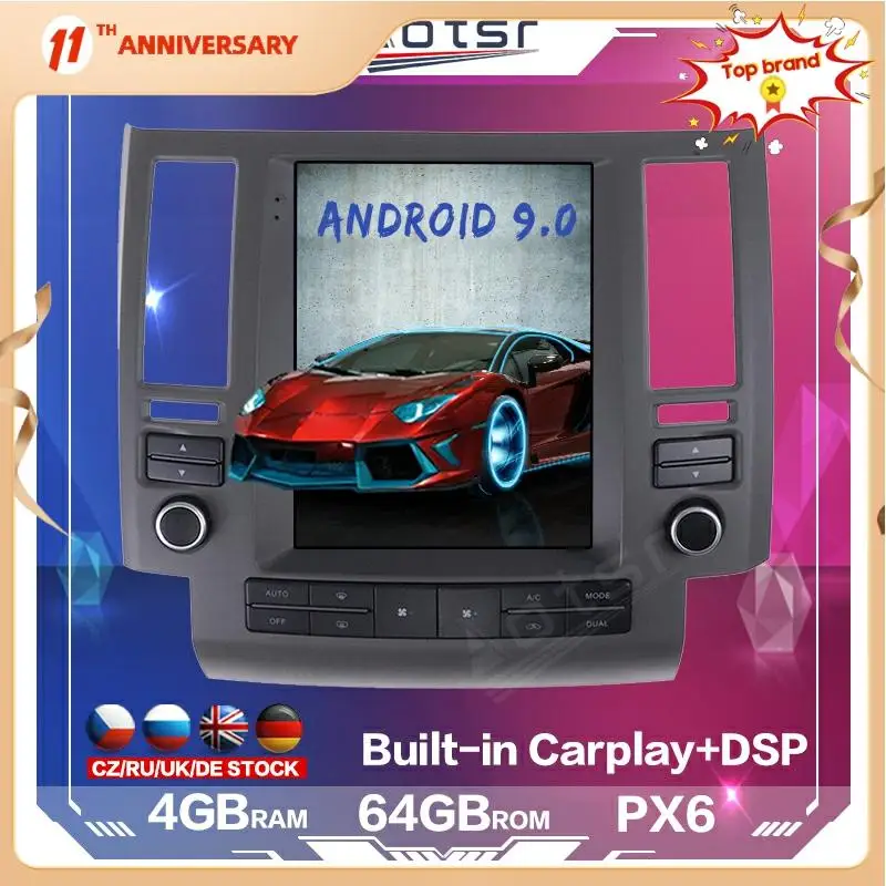 Для Infiniti FX FX35 FX45 2003 - 2009 вертикальный Tesla PX6 Android 9,0 автомобильный Радио плеер Автомобильный GPS навигация Мультимедиа Carplay DSP
Для Infiniti FX FX35 FX45 2003 - 2009 вертикальный Tesla PX6 Android 9,0 автомобильный Радио плеер Автомобильный GPS навигация Мультимедиа Carplay DSP