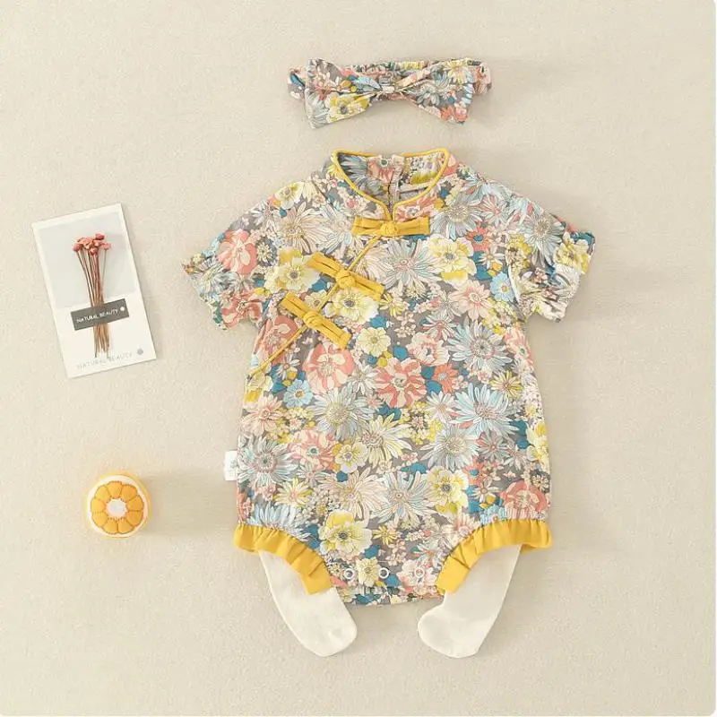 Summer Newborn Baby Girl Clothes Fashion Chinese Style Floral Printed Short Sleeve Bodysuits Infant Cute Cheongsam Bodysuit
Summer Newborn Baby Girl Clothes Fashion Chinese Style Floral Printed Short Sleeve Bodysuits Infant Cute Cheongsam Bodysuit