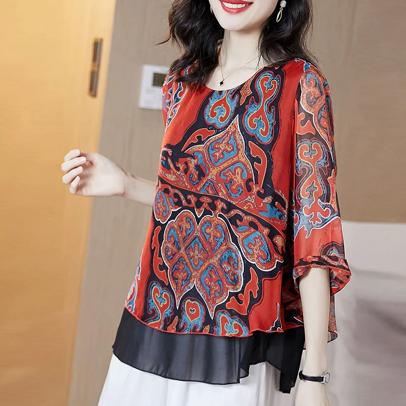 Women Spring Summer Style Chiffon Blouses Shirts Lady Casual Short Flare Sleeve Striped Printed Chiffon Blusas Tops DF3714
Women Spring Summer Style Chiffon Blouses Shirts Lady Casual Short Flare Sleeve Striped Printed Chiffon Blusas Tops DF3714