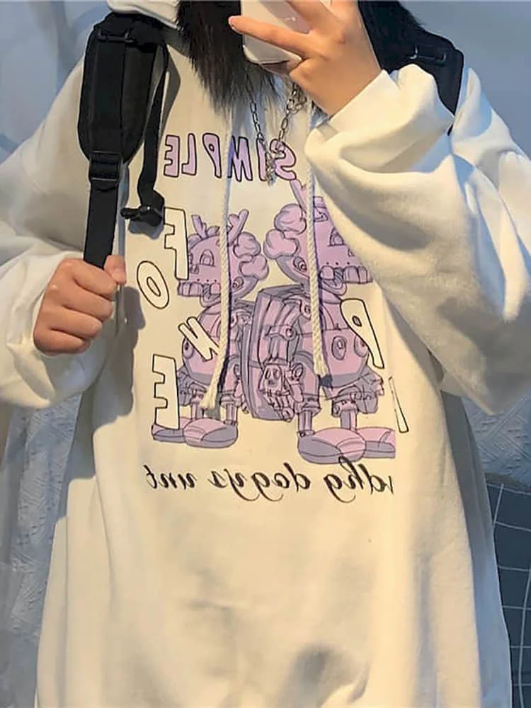 Spring Autumn Harajuku Hoodies Women Jumpers Printed Cartoon Streetwears Hooded Sweatshirt Velvet Pullovers Unisex Clothing
Spring Autumn Harajuku Hoodies Women Jumpers Printed Cartoon Streetwears Hooded Sweatshirt Velvet Pullovers Unisex Clothing